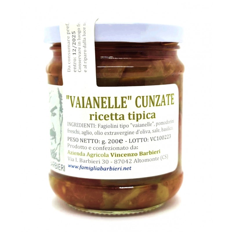 Fagiolini dette Vaianelle Cunzate ricetta tipica di Barbieri Altomonte
