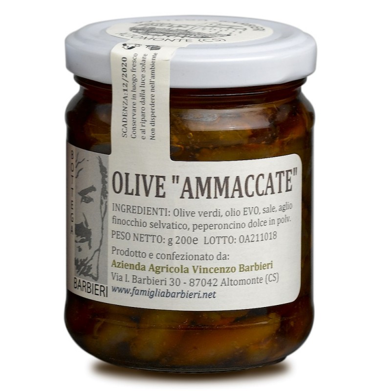 Olive calabresi schiacciate a mano di Bottega Barbieri Altomonte