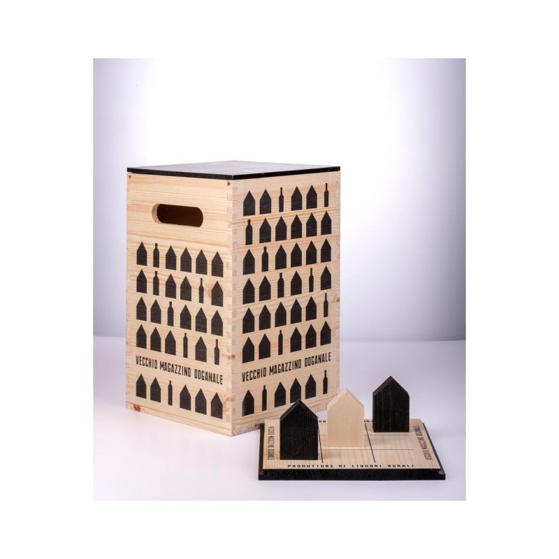 Cassetta legno Giochiamo a Tris con quattro amari del Vecchio Magazzino Doganale