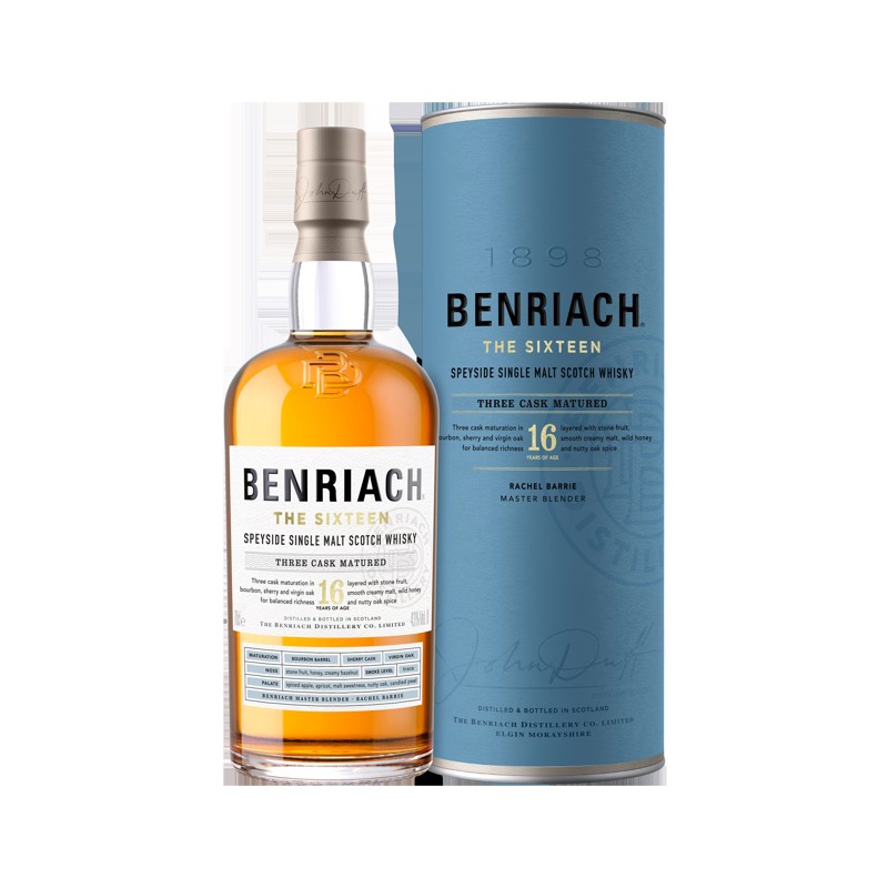 Whisky speyside single malt The Sixteen three cask 16 anni di Benriach